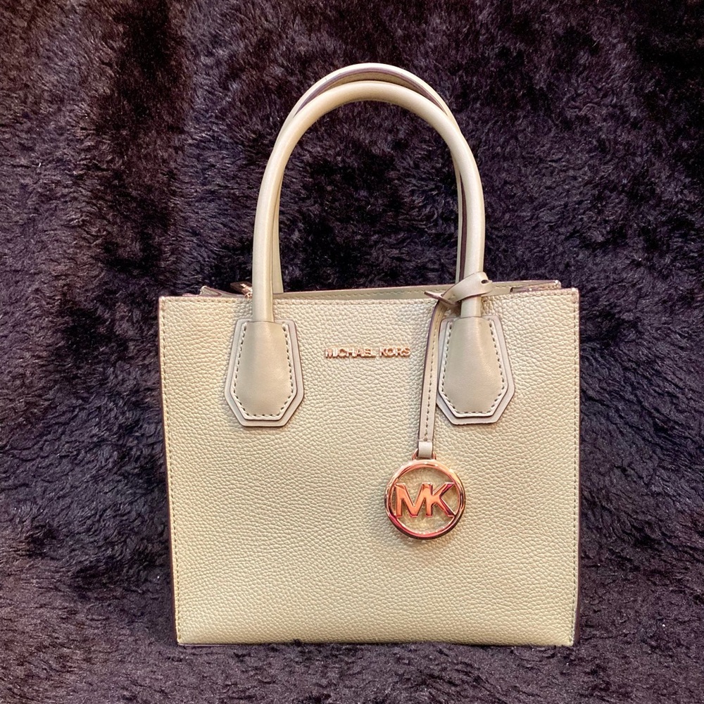 Michael Kors Beige Satchel with Gold Accents